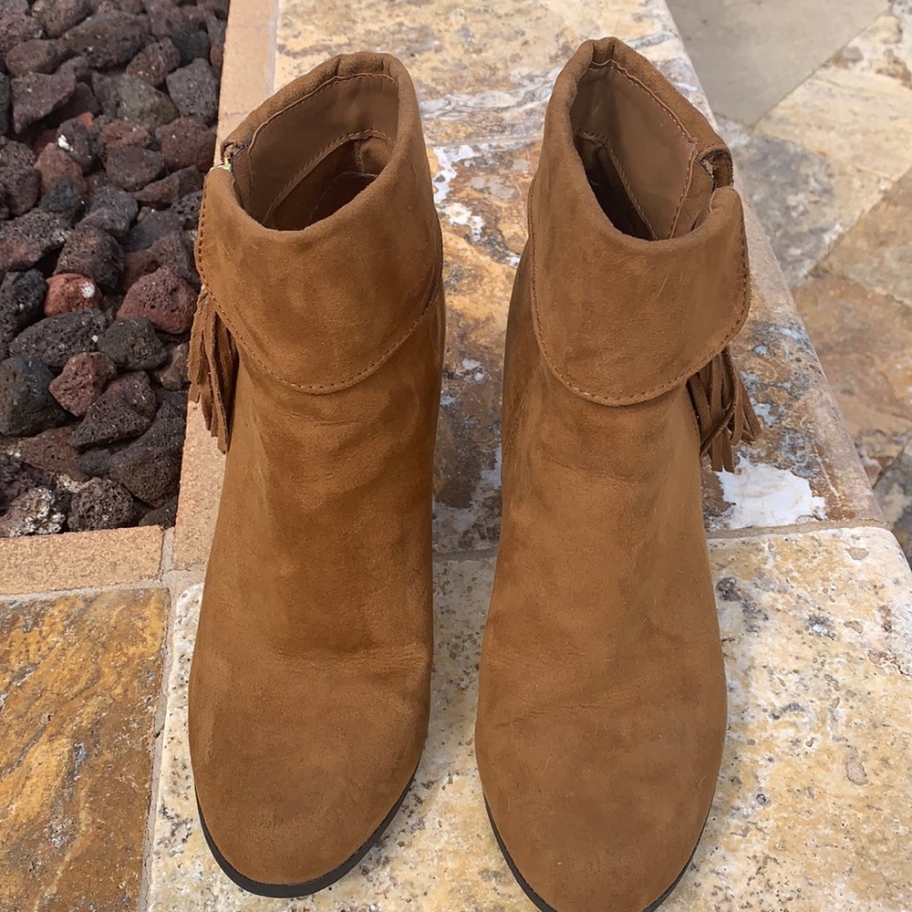 Ankle faux  Suede Heeled Boots with side zipper